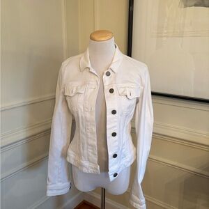 PAIGE White Denim Jacket with Dark Buttons